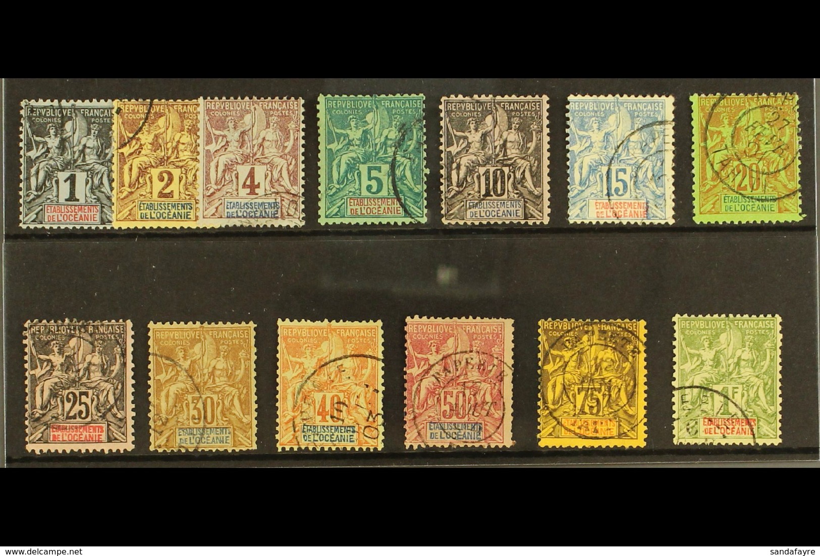 OCEANIC SETTLEMENTS 1892 "Tablet" Definitives Set Complete, SG 1/13 (Yvert 1/13), Very Fine Used (13 Stamps) For More Im - Sonstige & Ohne Zuordnung