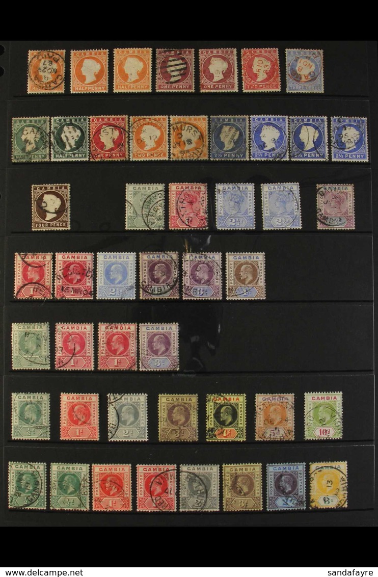 1880-1961 USED COLLECTION Presented On A Trio Of Stock Pages & Includes 1880-81 CC Wmk (upright) Set To 3d, 1886-93 CA W - Gambia (...-1964)