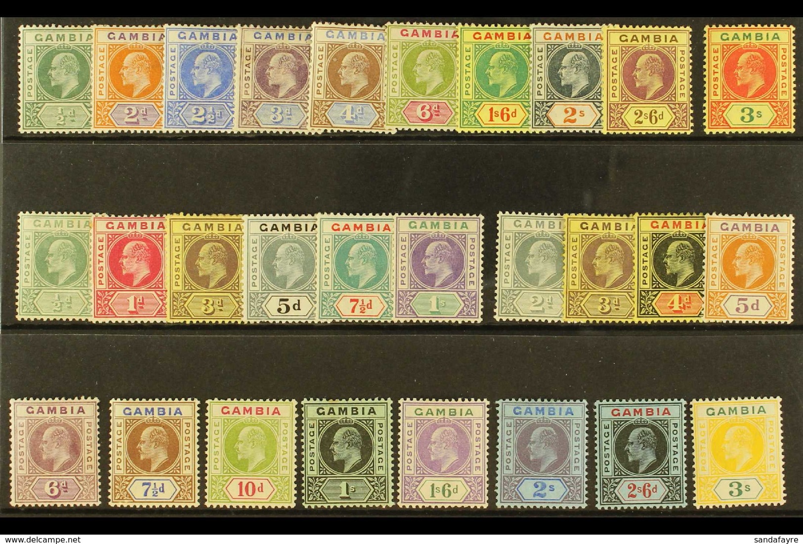 1902-09 MINT KEVII ALL DIFFERENT COLLECTION Presented On A Stock Card & Includes 1902-05 CA Wmk Range With Most Values T - Gambia (...-1964)