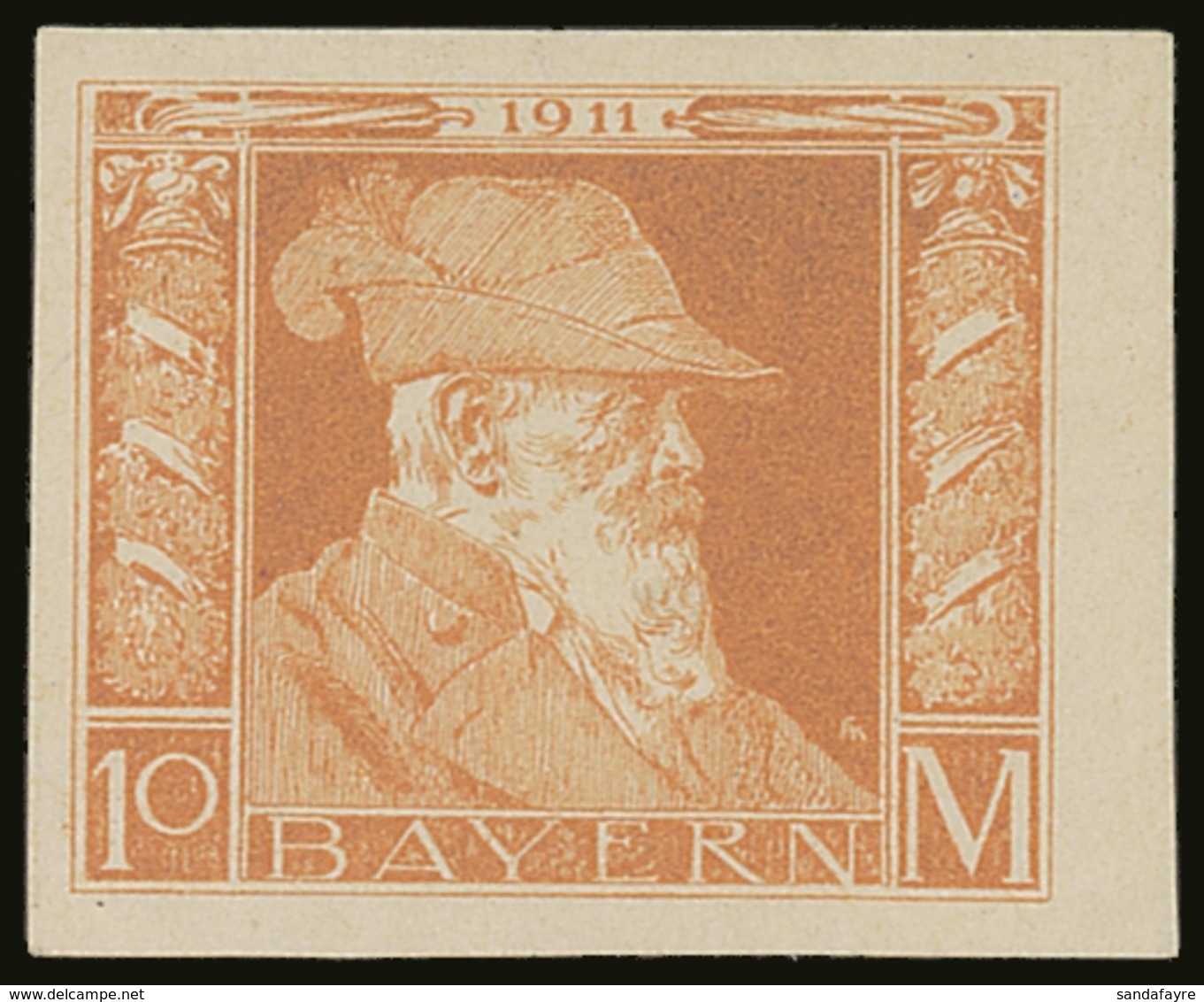 BAVARIA 1911 10m Orange, Die II, Variety "imperf", MMi 90IIU, Very Fine Mint. For More Images, Please Visit Http://www.s - Autres & Non Classés