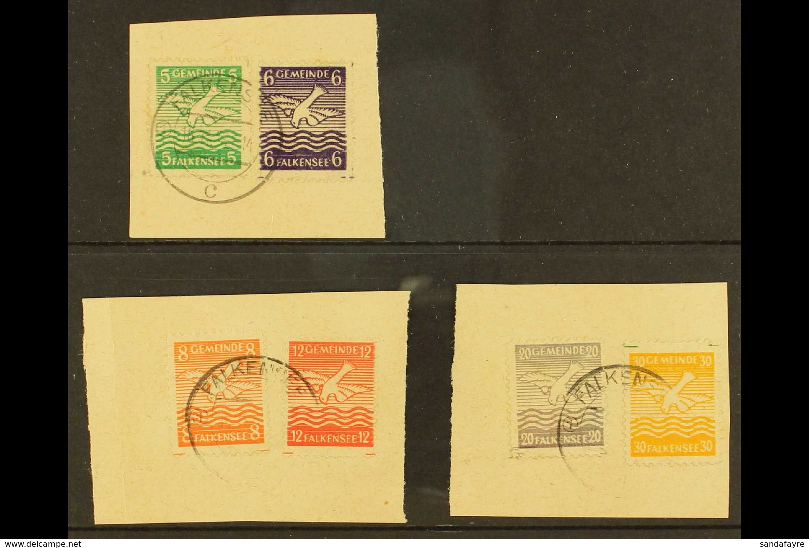 FALKANSEE 1945 Bird Definitive Set On Piece, Mi 1/6, Fine Used (6 Stamps) For More Images, Please Visit Http://www.sanda - Other & Unclassified