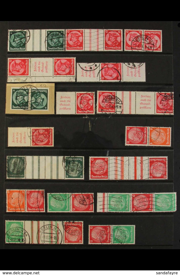 1933-1941 SE-TENANT ISSUES. IMPRESSIVE FINE USED COLLECTION Presented Logically On Stock Pages, All Different, Includes  - Sonstige & Ohne Zuordnung