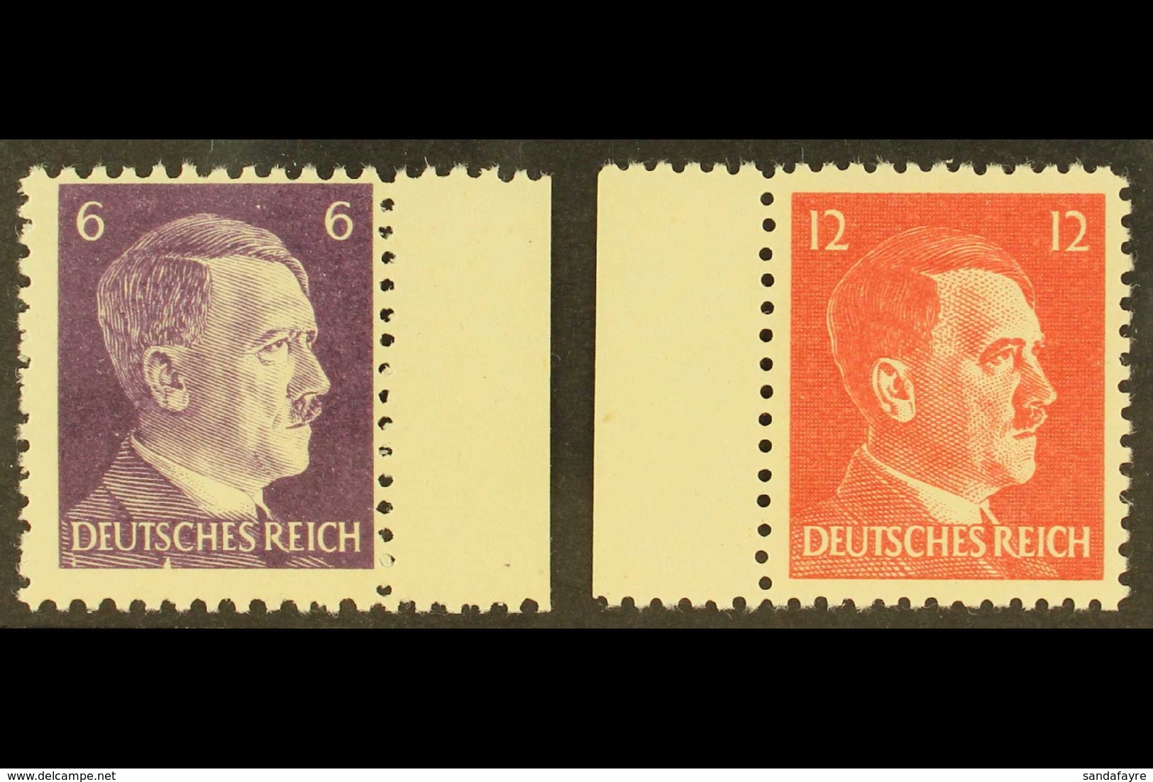 1945 6pf & 12pf Hitler AMERICAN INTELLIGENCE FORGERIES, Michel 15/16, Fine Never Hinged Mint Marginal Examples, Very Fre - Andere & Zonder Classificatie