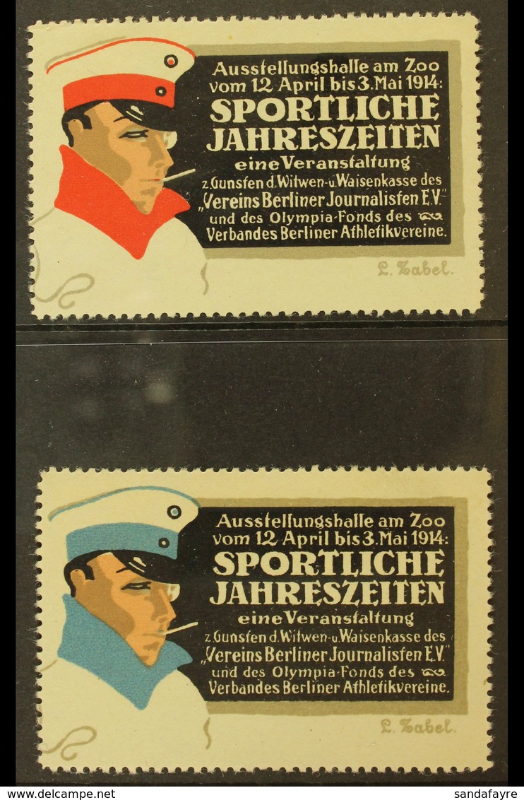 SPORT CHARITY LABELS 1914 'Sportliche Jahreszeiten' Set Of 2 Poster Stamps Issued To Raise Funds For The Widow's & Orpha - Andere & Zonder Classificatie