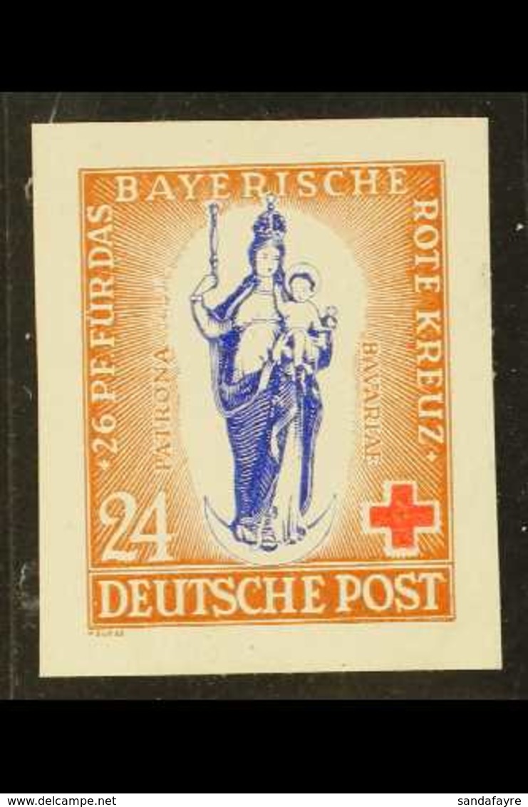 BIZONE 1948 RED CROSS ESSAY Bavaria 24+26pf  Madonna And Child Imperforate Stamp Size Essay By P. Suess, Large Margins A - Autres & Non Classés