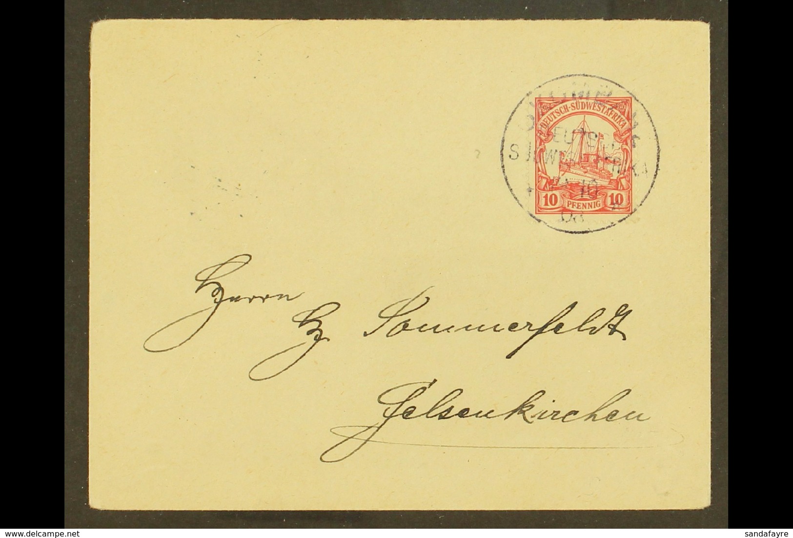 SOUTH WEST AFRICA 1908 (19 Oct) Cover Addressed To Germany, Bearing 1900 10pf (Michel 13) Tied By Scarce "OKOMBAHE" Cds  - Andere & Zonder Classificatie