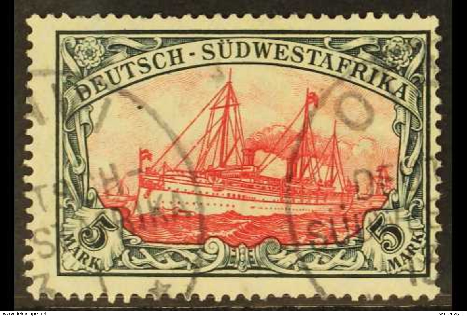 SOUTH WEST AFRICA 1906-19 5m Carmine & Black 26:17 Holes (Michel 32 Aa, SG 32), Fine Used With "Otavi" Cds's, A Few Slig - Other & Unclassified