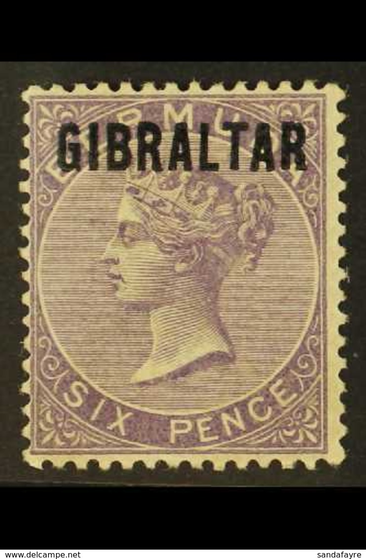 1886 6d Deep Lilac Opt'd "Gibraltar", SG 6, Fine Mint For More Images, Please Visit Http://www.sandafayre.com/itemdetail - Gibraltar