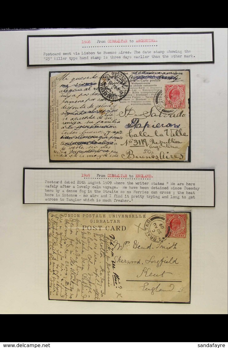 1903-1911 An Interesting Collection Of Mostly Used Picture Postcards Written Up On Leaves, Inc Various Postmark Types, P - Gibraltar