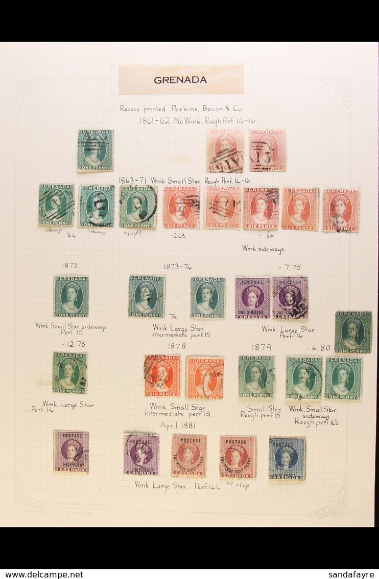 1861-1898 ATTRACTIVE USED COLLECTION With A Few Shades On Leaves, Inc 1861-62 1d & 6d (x2), 1863-71 1d (x3, Two Wmk Side - Grenada (...-1974)