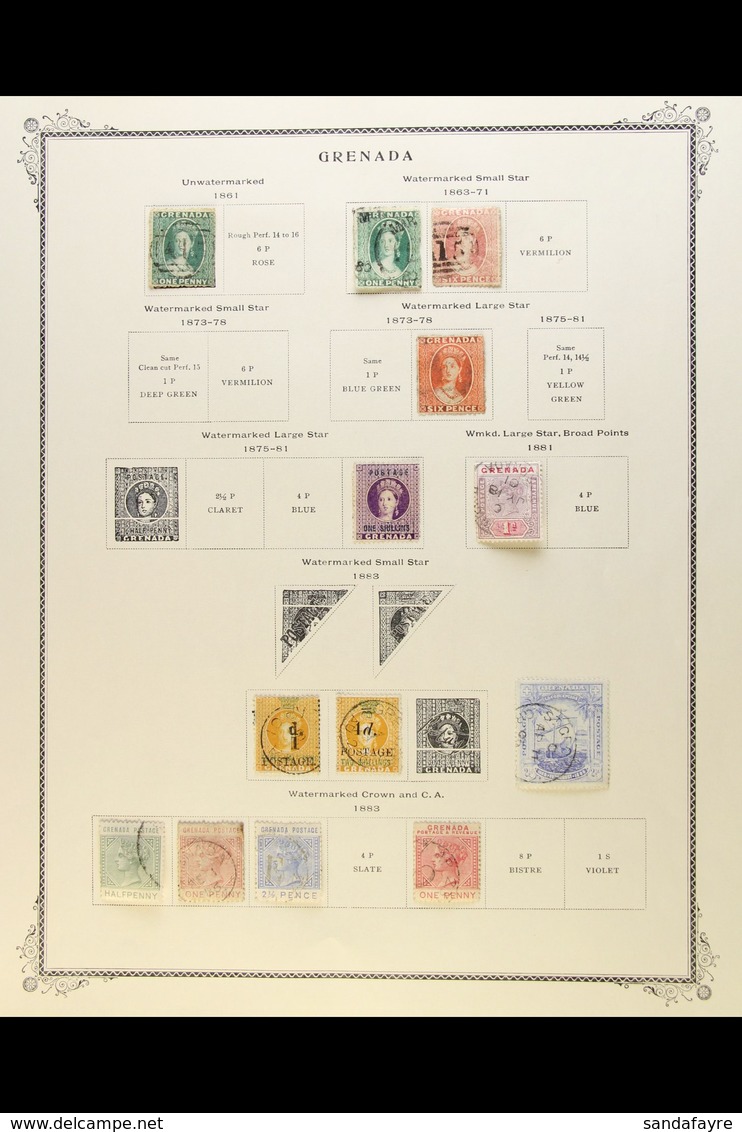 1861-1953 COLLECTION On Pages, ALL DIFFERENT, Inc 1861-62 1d Used, 1863-71 1d & 6d Used, 1875 1s Used, 1878 6s Used, 188 - Grenada (...-1974)