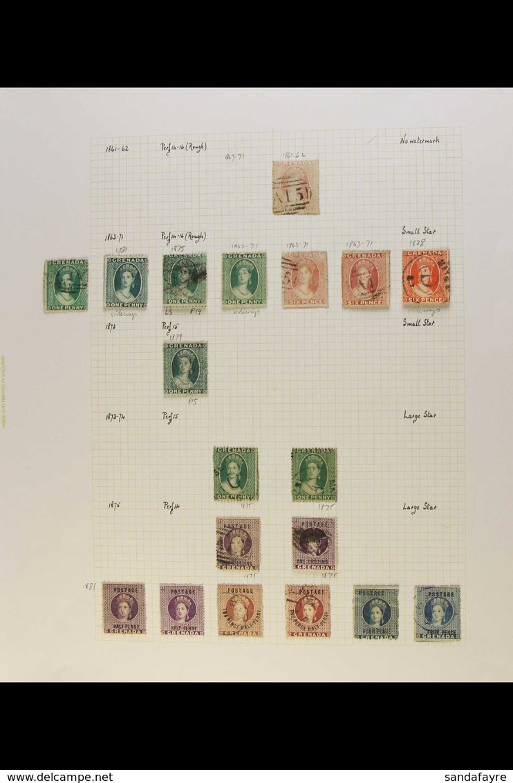 1861-98 ATTRACTIVE MAINLY USED COLLECTION Written Up On Pages, Incl. 1861-62 6d No Watermark, A Good Range Of Other Chal - Grenada (...-1974)