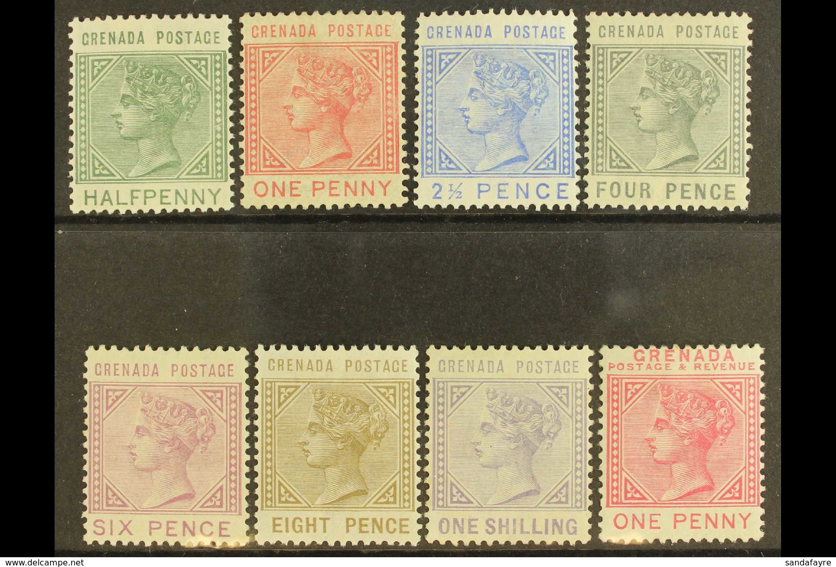 1883 Watermark Crown CA Complete Set Plus 1887 1d, SG 30/6, 40, 1883 1d With Large Part Gum, Others Generally Fine Mint  - Grenada (...-1974)