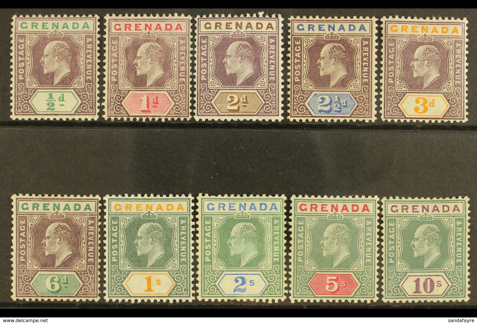 1904 Ed VII Set Complete, Wmk MCA, SG 67/76, Very Fine Mint. (10 Stamps) For More Images, Please Visit Http://www.sandaf - Grenada (...-1974)