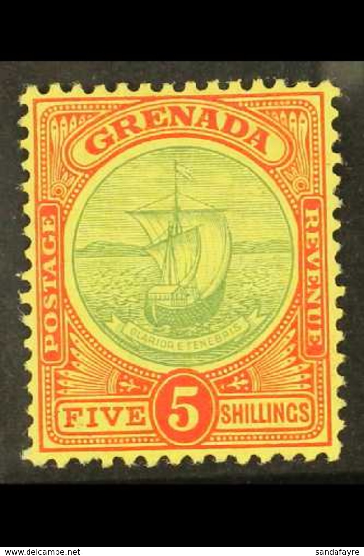 1908-11 5s Green And Red On Yellow Badge SG 88, Fine Mint.  For More Images, Please Visit Http://www.sandafayre.com/item - Grenada (...-1974)