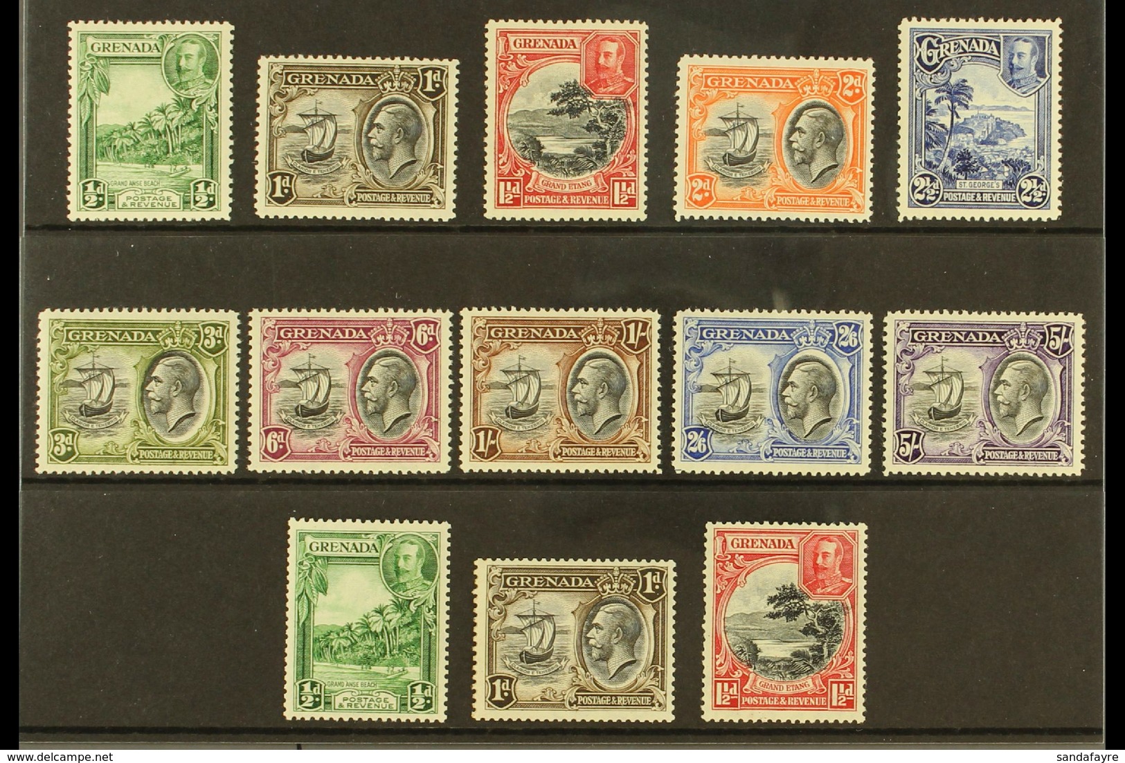 1934-36 Complete Pictorial Set, SG 135/144, Incl All Three Additional Perf Variants, Very Fine Mint. (13 Stamps) For Mor - Grenada (...-1974)