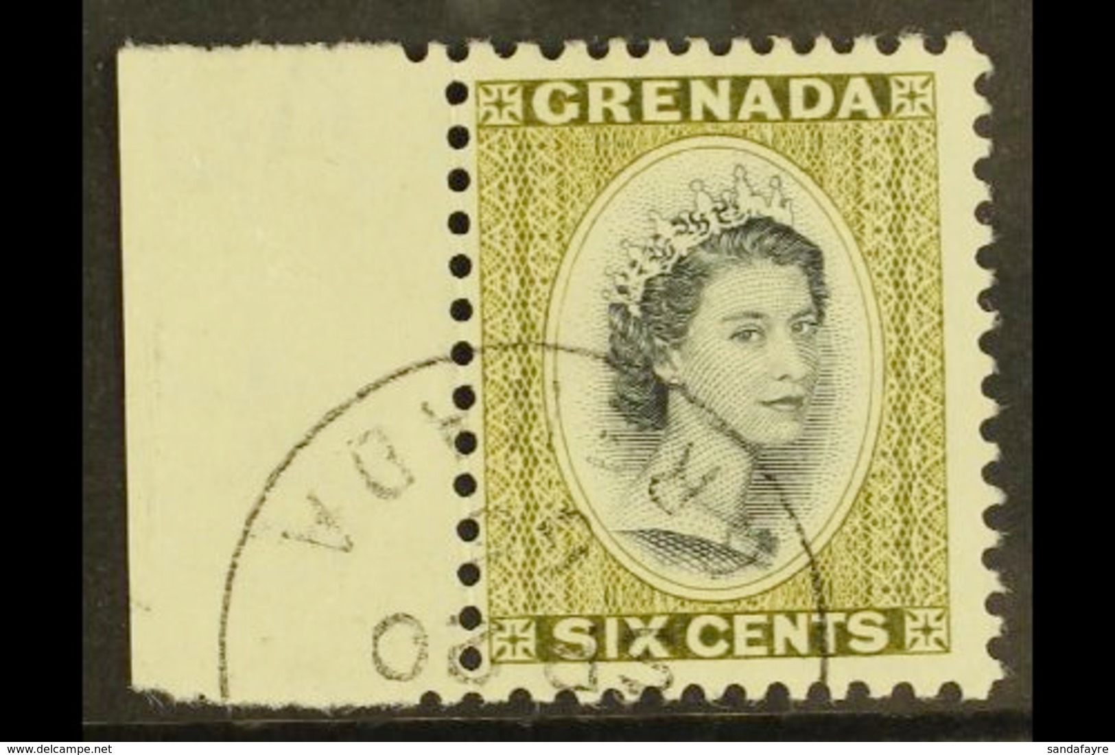 1964 6c Black And Olive Green, QEII, SG 218, Very Fine Marginal Used. For More Images, Please Visit Http://www.sandafayr - Grenada (...-1974)