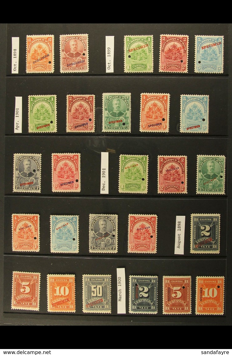 1898 ISSUES OVERPRINTED "SPECIMEN" All Different, With President Simon Sam And Coat Of Arms Definitives Plus Postage Due - Haïti