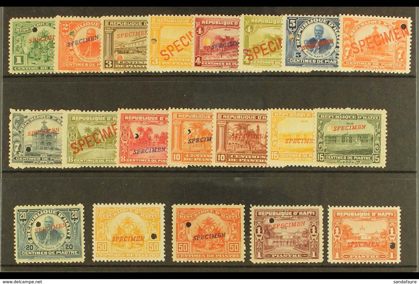 1906-13 Foreign Postage Complete Set With "SPECIMEN" Overprints (Scott 125/44, SG 137/49 & 167/73), Very Fine Never Hing - Haïti