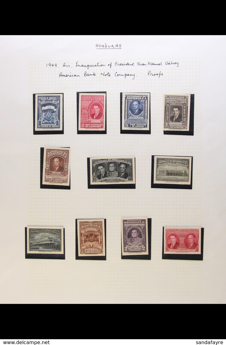 1949 - 1958 PLATE PROOFS SELECTION Attractive Range Of Imperf Plate Proofs Including 1949 Galvez Set In Issued Colours B - Honduras