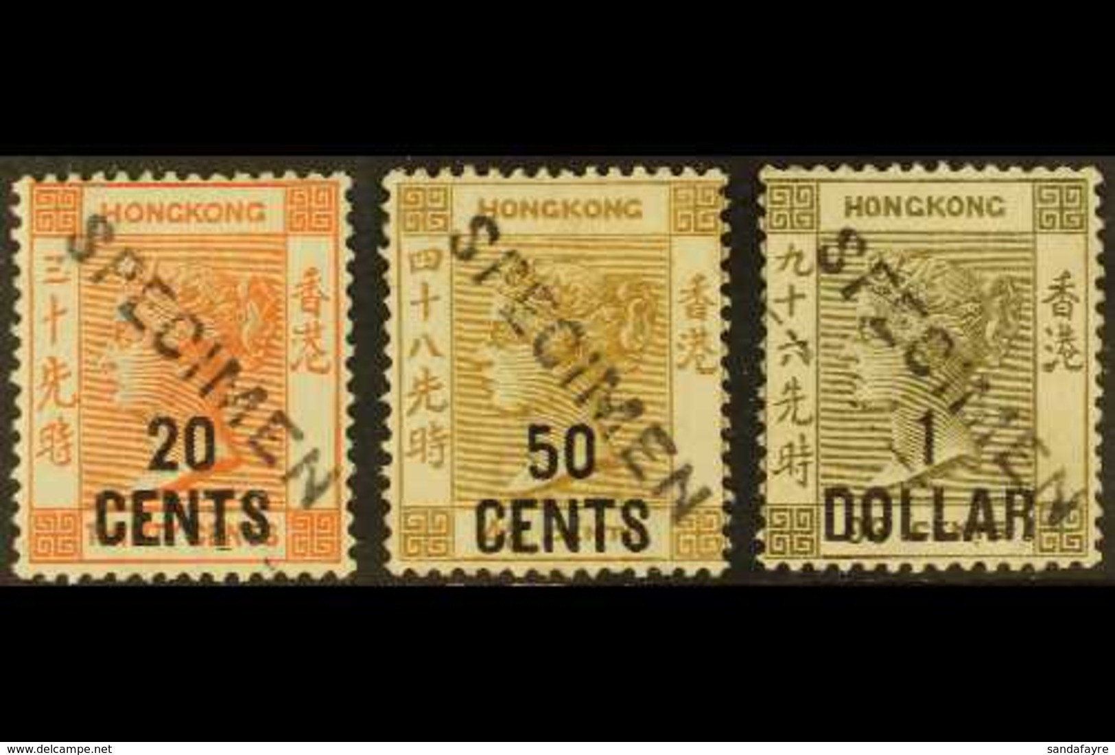 1885 Surcharges Set Complete With "SPECIMEN" Overprints, SG 40s/42s, Very Fine Mint. Rare! (3 Stamps) For More Images, P - Andere & Zonder Classificatie