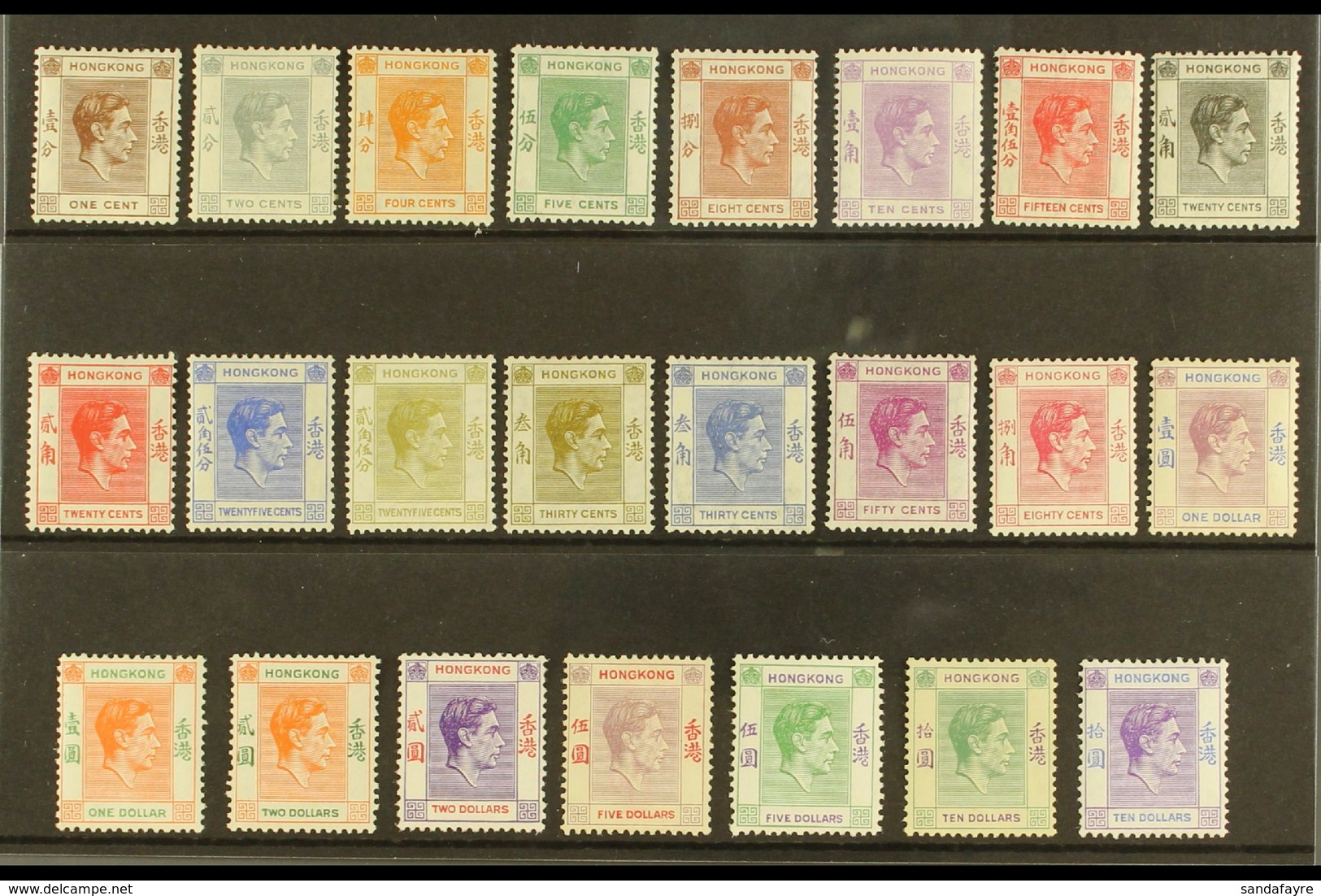 1938-52 Definitive Set Complete, SG 140/162, Very Fine Mint, The Rare $10 Green And Violet With Dark Gum. Cat £1100 (23  - Other & Unclassified