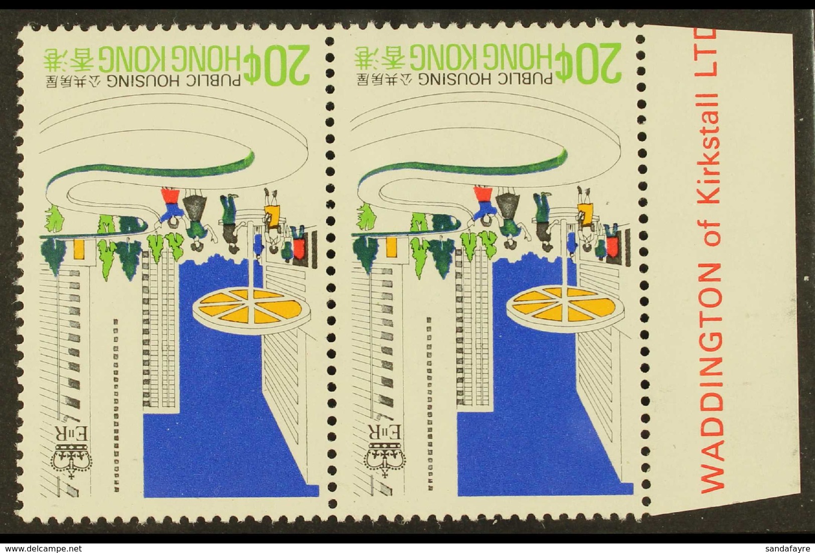 1981 20c Public Housing WATERMARK INVERTED Variety, SG 402w, Fine Never Hinged Mint Marginal Horizontal PAIR, Fresh & Sc - Andere & Zonder Classificatie