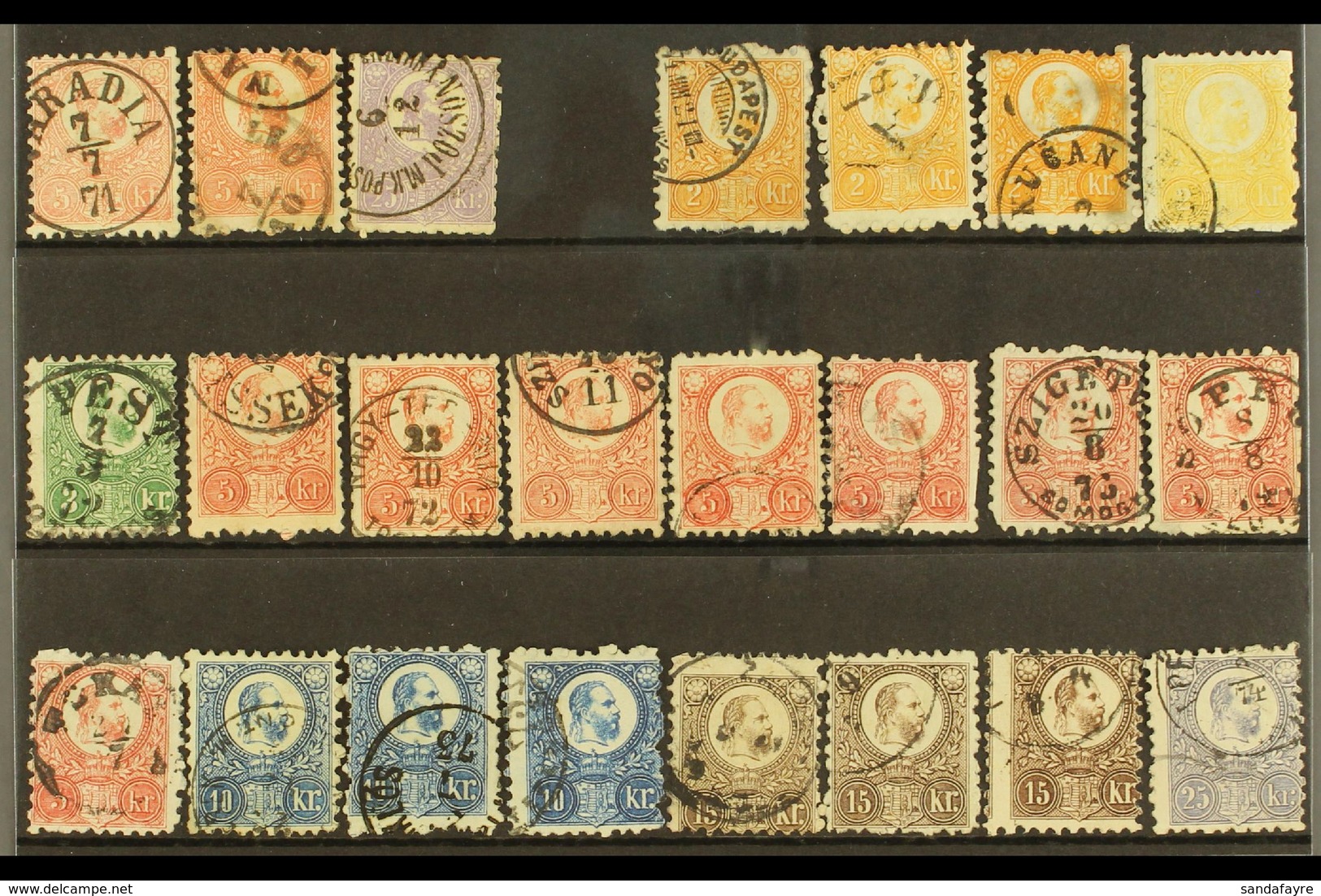 1871 FRANZ JOSEPH A Selection Of Used "Classic" Issues Presented On A Stock Card. Includes 1871 (litho) 5k Both Shades A - Andere & Zonder Classificatie