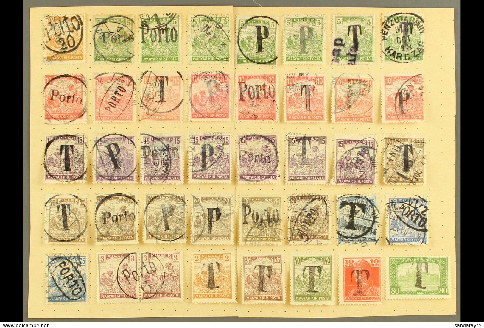 LOCAL PROVISIONAL POSTAGE DUES 1918-1919 Interesting Group Of Various Mostly Used "P", "T" & "Porto" Handstamps On Two S - Andere & Zonder Classificatie