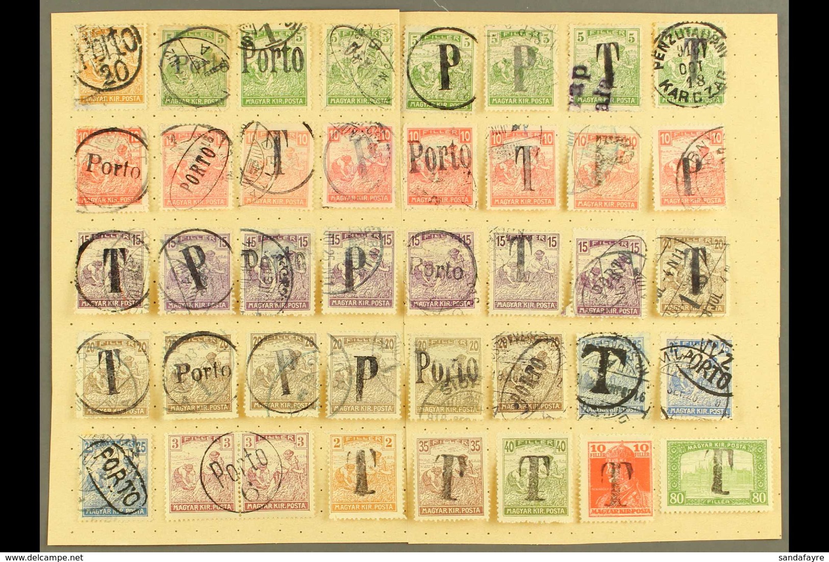 LOCAL PROVISIONAL POSTAGE DUES 1918-1919 Interesting Group Of Various Mostly Used "P", "T" & "Porto" Handstamps On Two S - Other & Unclassified