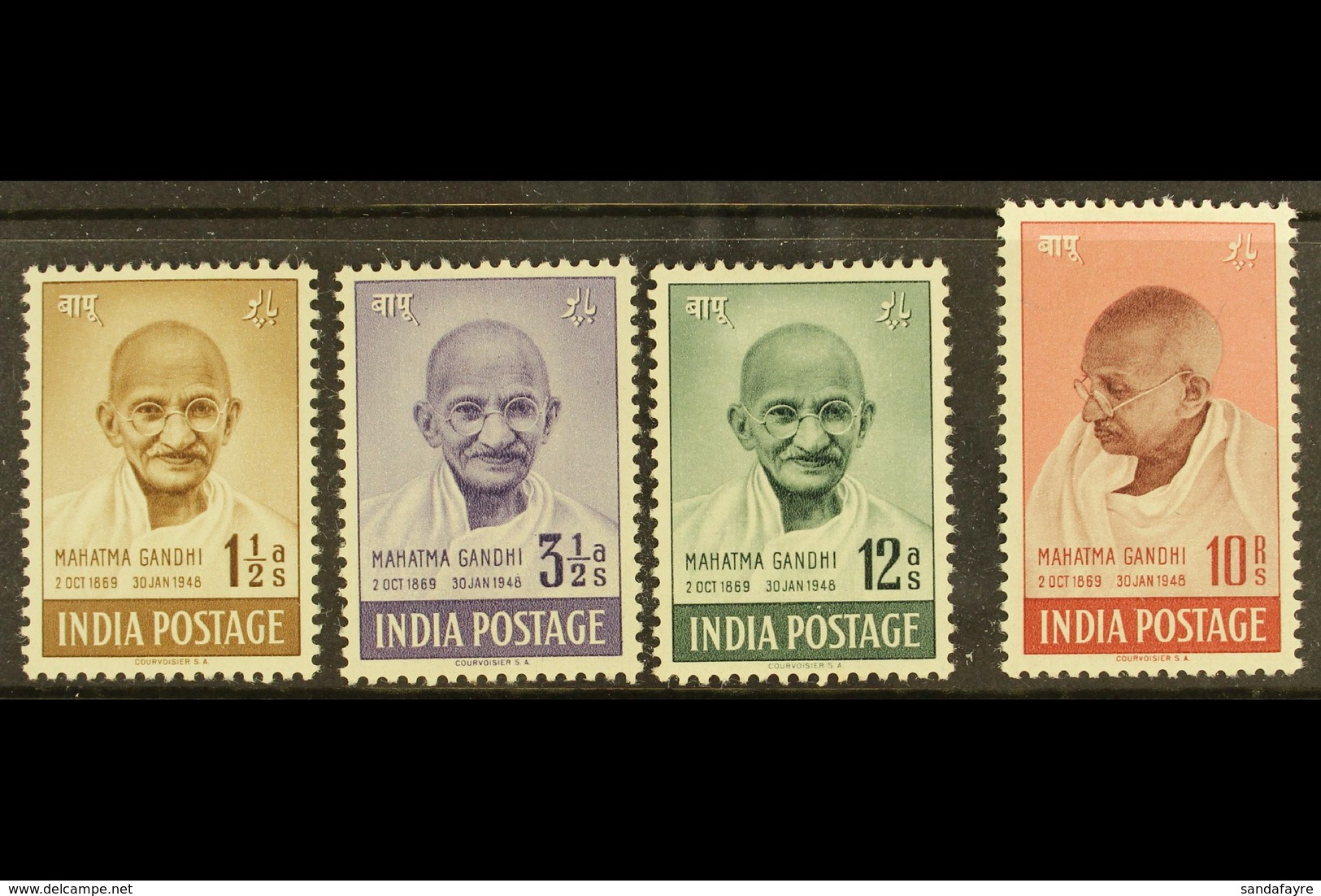 1948 Gandhi Set, SG 305/308, Mint, 10r With Small Black Flecks On Gum Side. (4) For More Images, Please Visit Http://www - Andere & Zonder Classificatie