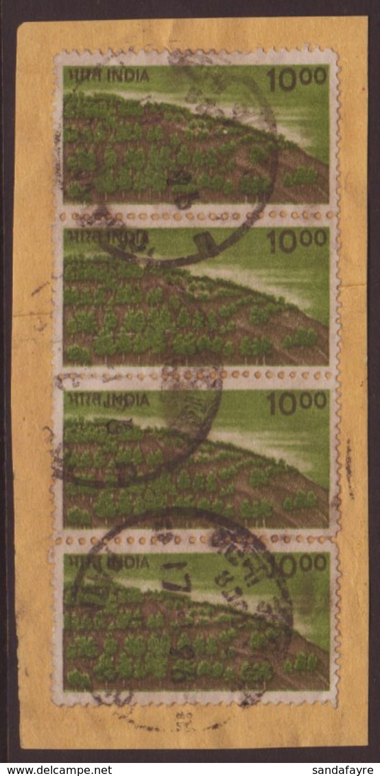 FORGERY 1984 10r Maroon & Light Green 'Forest & Hillside', As SG 936, Vertical Strip Of Four Forgeries Tied To Piece By  - Andere & Zonder Classificatie