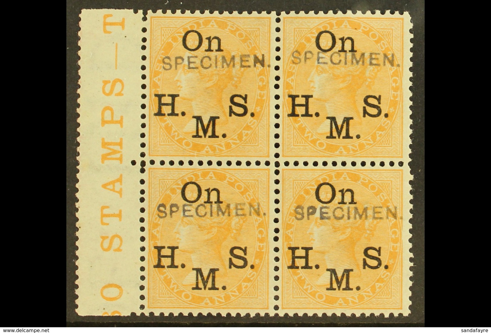 OFFICIAL 1874-82 2a Orange With "On H. M. S." Overprint And With Additional "SPECIMEN" Handstamp, SG O33as, A Fine Mint  - Andere & Zonder Classificatie