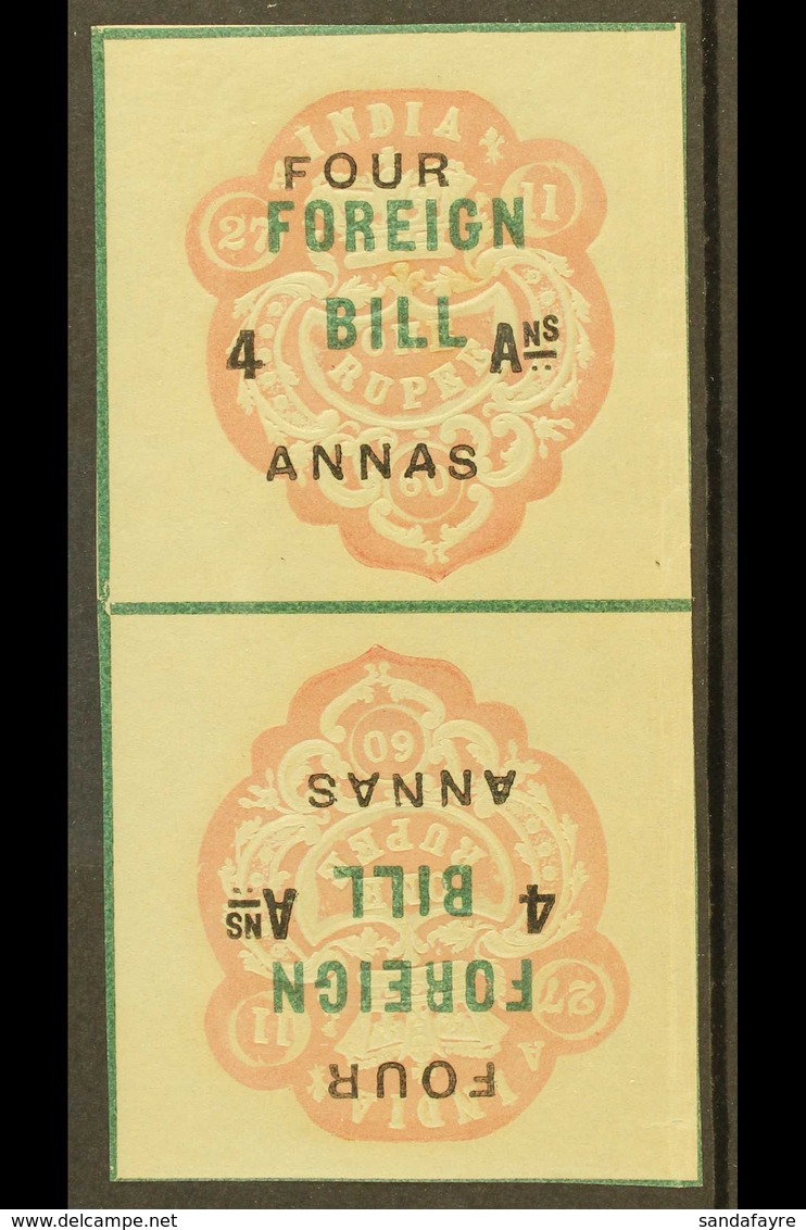 REVENUE 1860 4a Red & Green "Tete-beche" FOREIGN BILL, Barefoot 19a Fine Mint For More Images, Please Visit Http://www.s - Autres & Non Classés