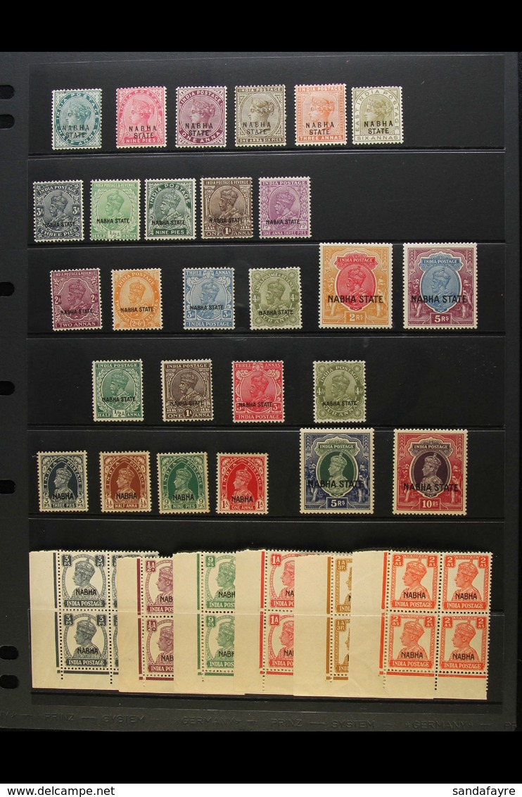 NABHA 1885-1945 MINT COLLECTION Presented On A Pair Of Stock Pages. Includes An 1885 QV Range To 6a, 1927-36 KGV Complet - Andere & Zonder Classificatie