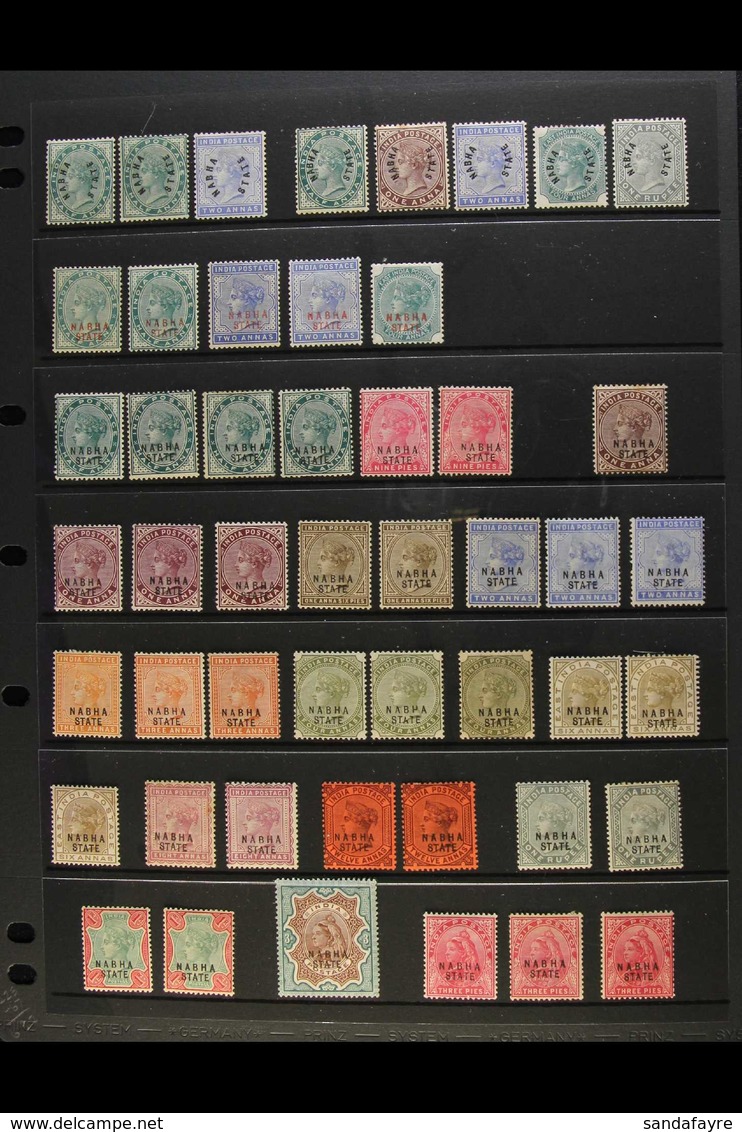 NABHA 1885-1912 MINT COLLECTION Presented On Stock Pages With Many Useful Shade Variants. Includes 1885 ½a & 2a, Plus (s - Andere & Zonder Classificatie