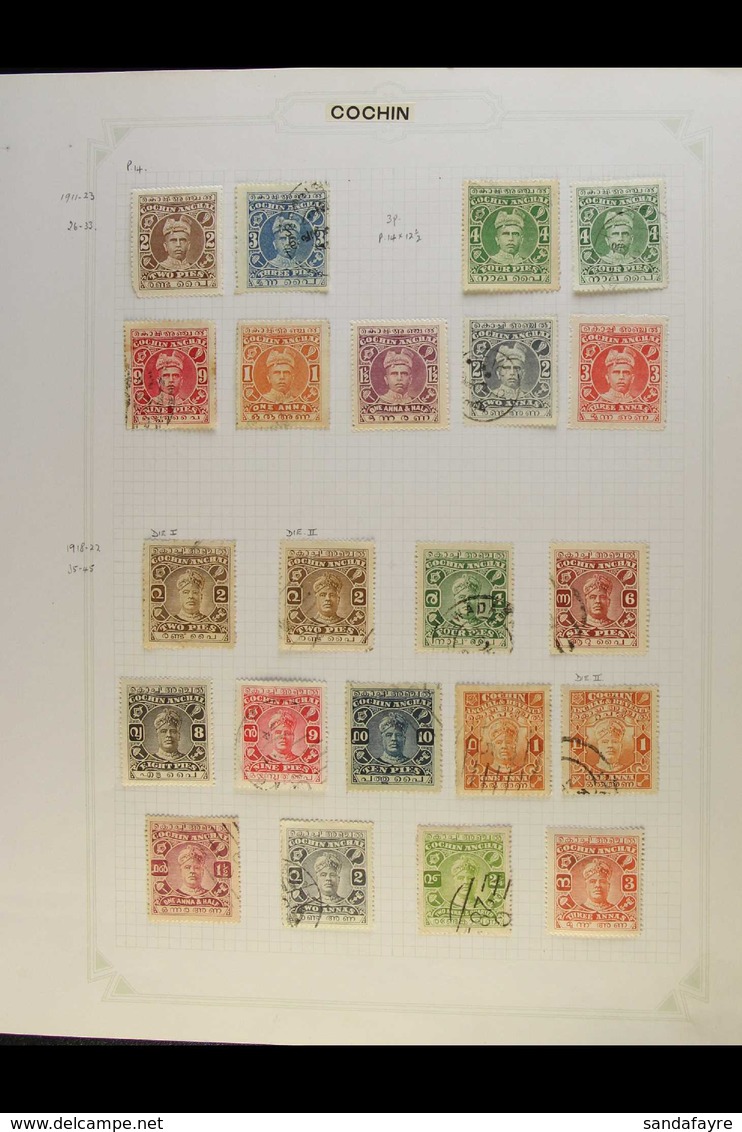 COCHIN 1892-1949 Mint And Used Collection On Album Pages, Includes 1896 1put  Violet (large Type) Used, 1911-13 Range To - Other & Unclassified