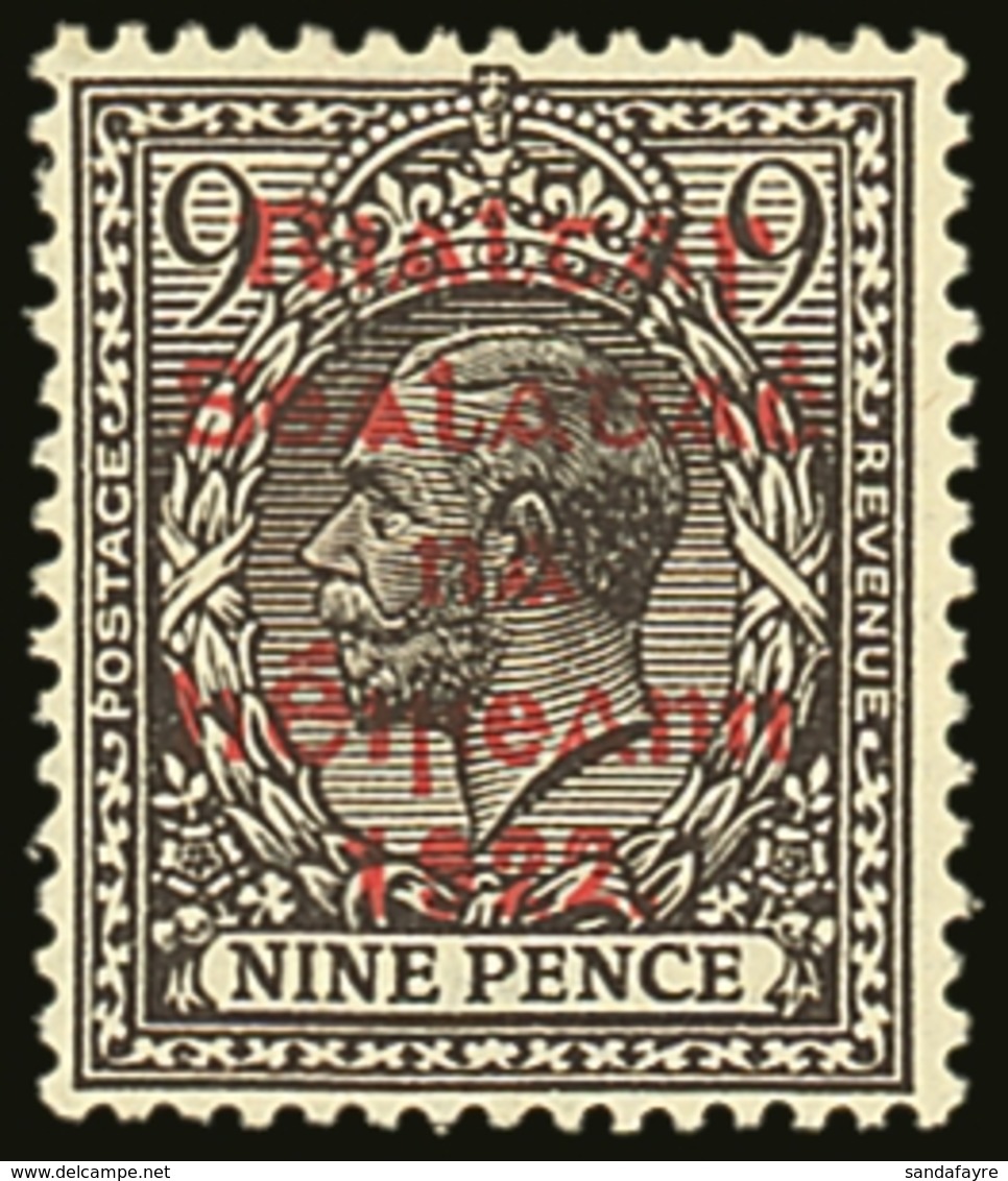 1922 SCARCE VARIETY. 9d Agate Thom Overprint Showing BREAK IN LINE OVER "P" (of "Postage" At Left), Hibernian T35b, Fine - Andere & Zonder Classificatie