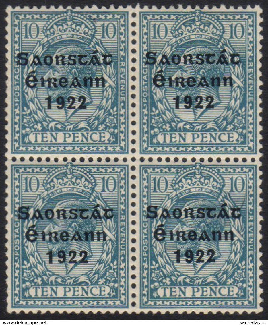 1922-23 BROKEN FRAME LINE 10d Turquoise Blue SG 62, Fine Mint Block Of Four With Lower Left Stamp Showing Broken Frame L - Other & Unclassified