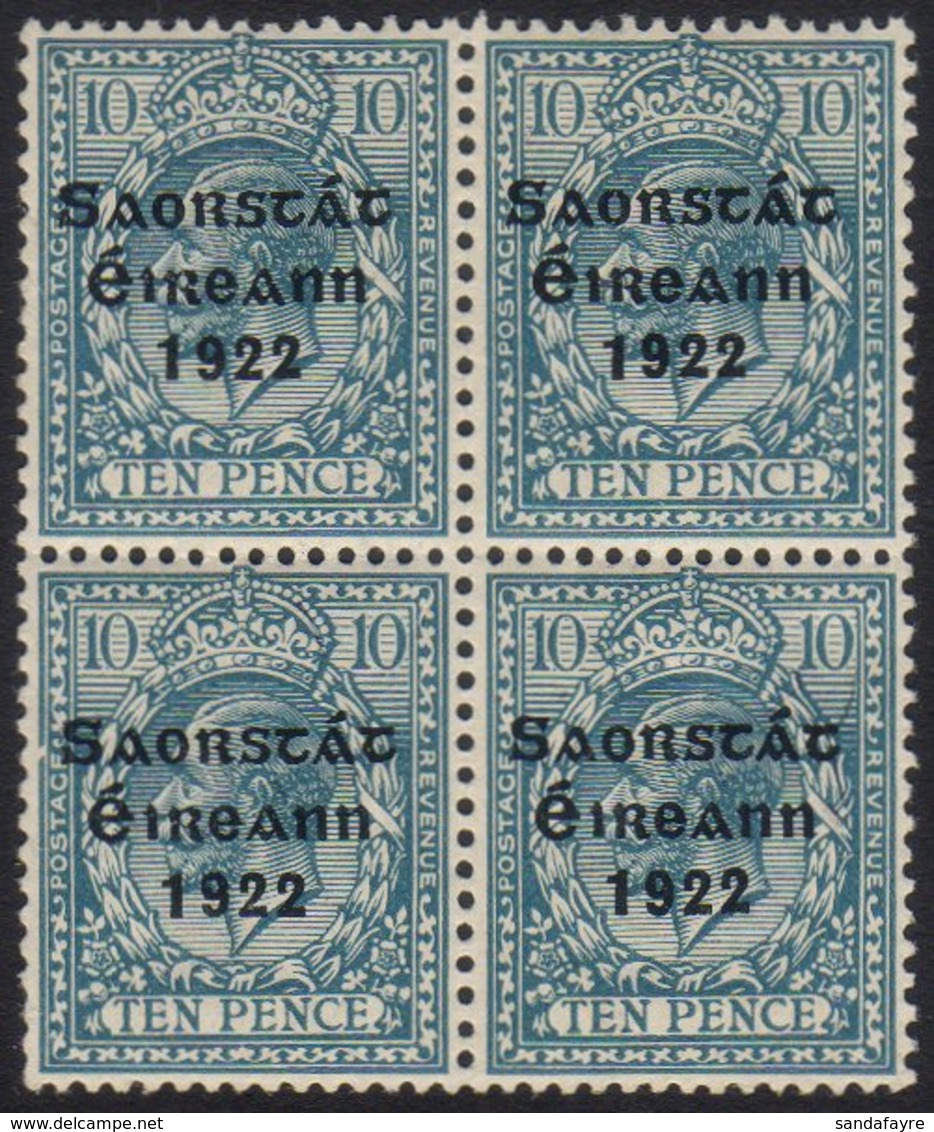 1922-23 BROKEN FRAME LINE 10d Turquoise Blue SG 62, Fine Mint Block Of Four With Lower Left Stamp Showing Broken Frame L - Autres & Non Classés