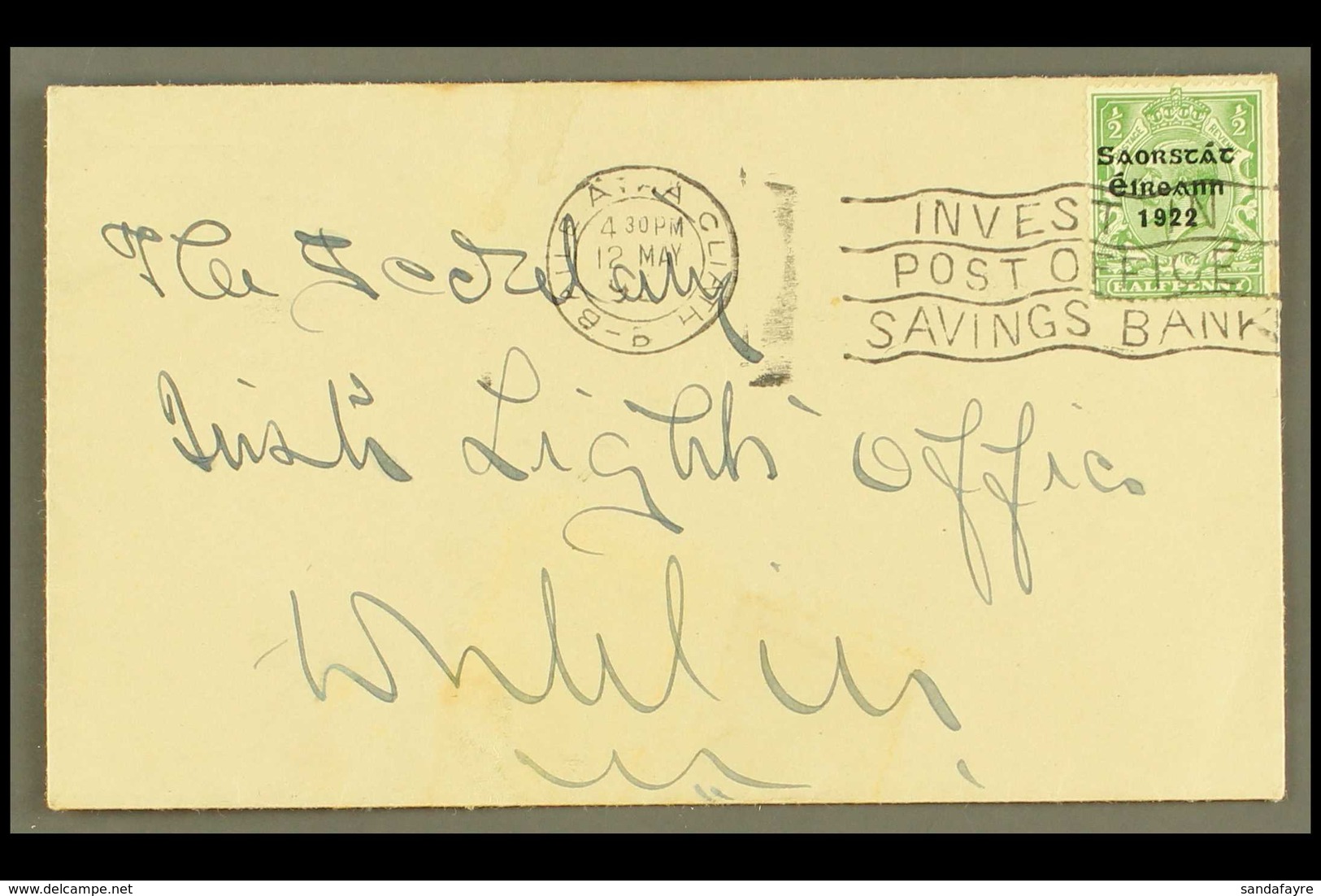 1922-23 SAORSTAD ½d Green, Accent Inserted By Hand, SG 52b, On Neat Commercial "St Patrick Dun's Hospital Envelope, Tied - Andere & Zonder Classificatie