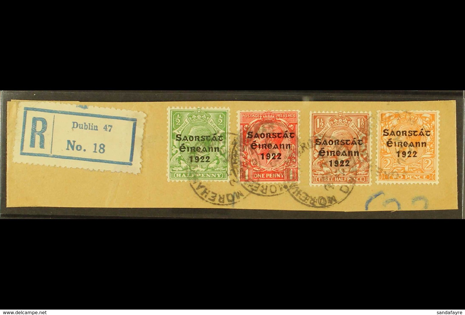 1923 Harrison Coil Set, SG 67/70, On A Neat Registered Envelope Piece, Tied 1923 Cds's. For More Images, Please Visit Ht - Autres & Non Classés