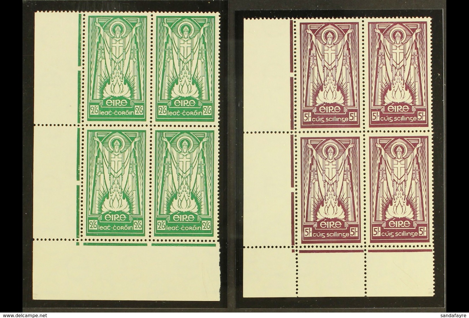 1940-68 2s6d Emerald-green & 5s Maroon, Chalk-surfaced Paper, Wmk "e" SG 123b, 124c, In Never Hinged Mint, Corner Margin - Other & Unclassified