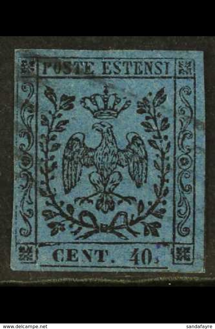 MODENA 1852 10c Deep Blue With Stop, Sass 10, Very Fine Used With Four Good To Large Margins, Zanini Photo Certificate.  - Unclassified