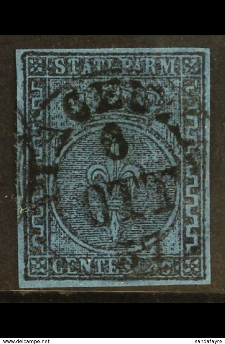 PARMA 1852 40c Black On Blue, Variety Large Right Hand Greek Border, "Greca Larga", Sass 5b, Superb Used With Central Pi - Zonder Classificatie