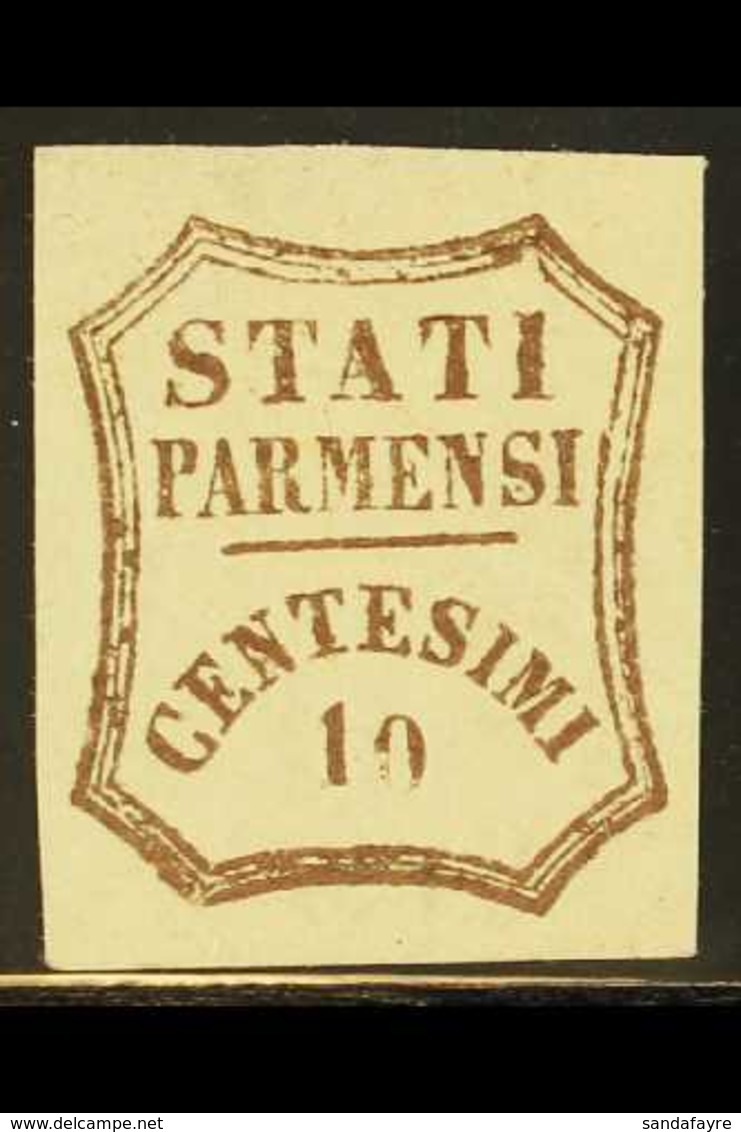 PARMA 1859 10c Brown Provisional, Sass 14, Fine And Fresh Mint With Large Even Margins And Large Part Og. Cat Sass €2000 - Zonder Classificatie