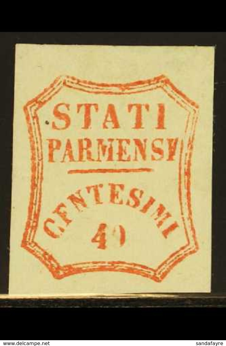 PARMA 1859 40c Vermilion Provisional, Sass 17, Superb Mint With Large Part Og. Lovely Bright Stamp. Cat €1100 For More I - Ohne Zuordnung