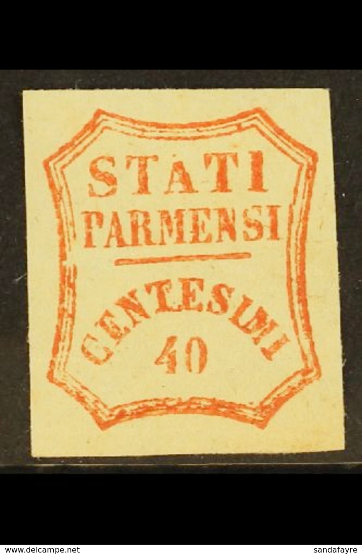 PARMA 1859 40c Vermilion, Provisional Govt, Variety "Broken A", Sass 17c, Very Fine Mint Og. For More Images, Please Vis - Zonder Classificatie