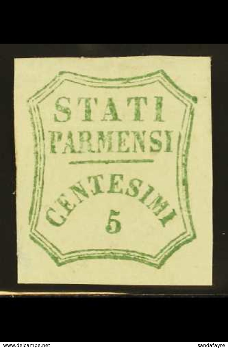 PARMA 1859 5c Blue Green Provisional Government, Sass 12, Mint Part Og. Tiny Marginal Thinning At Bottom Left Otherwise  - Unclassified