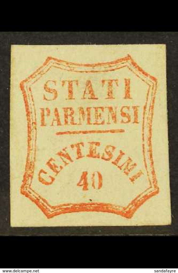 PARMA 40c Vermilion , Sass 17, Superb Mint Og With Good Colour And Large Margins, Diena Certificate. Cat €1100 (£935) Fo - Ohne Zuordnung